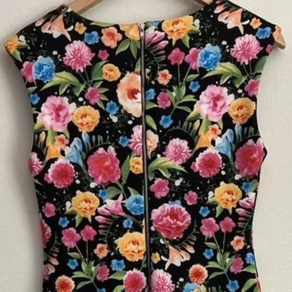 Beige By ECI Black Floral Scuba Lined Sheath Dress - Picture 8 of 16